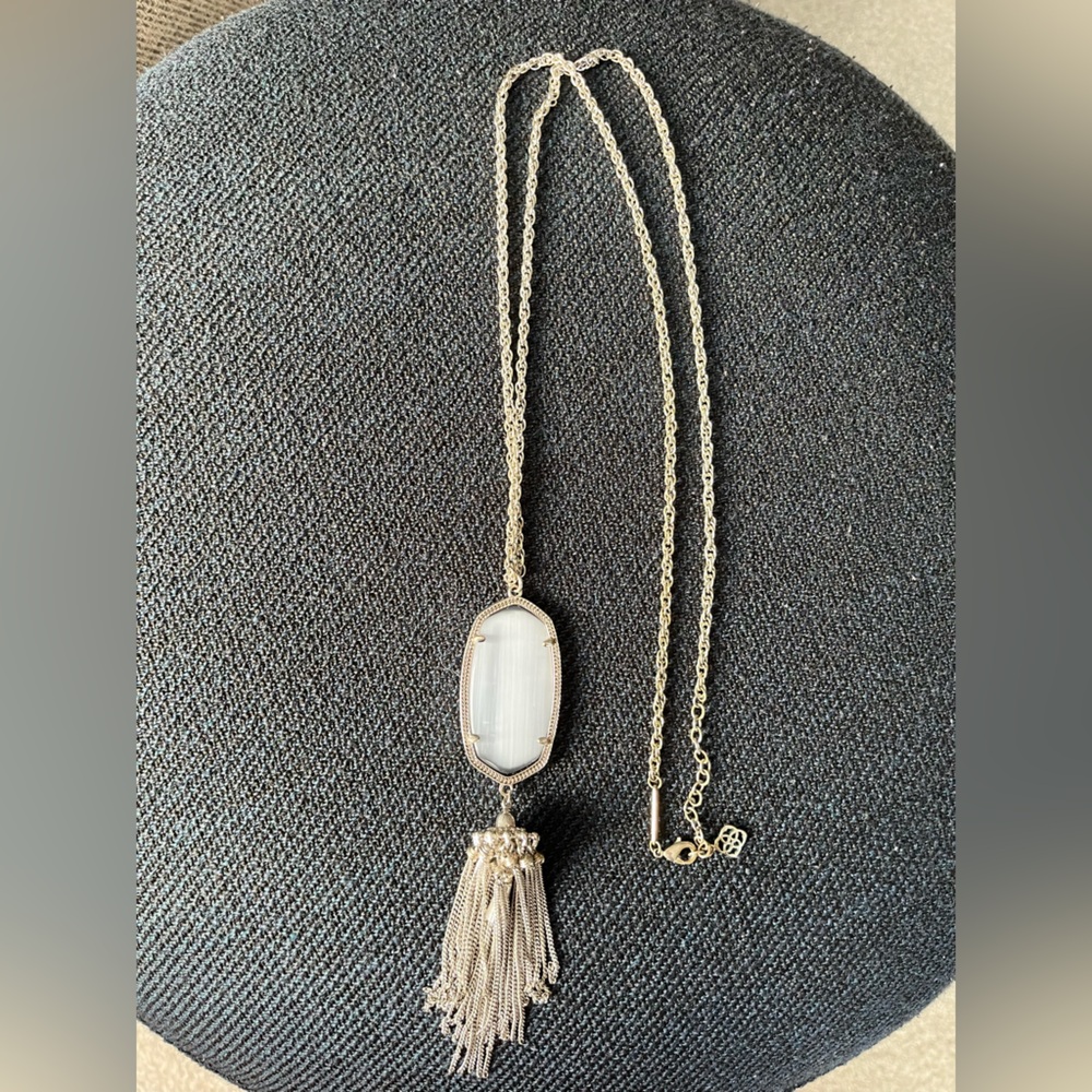 Kendra Scott Long Silver Tassel Pendant Necklace